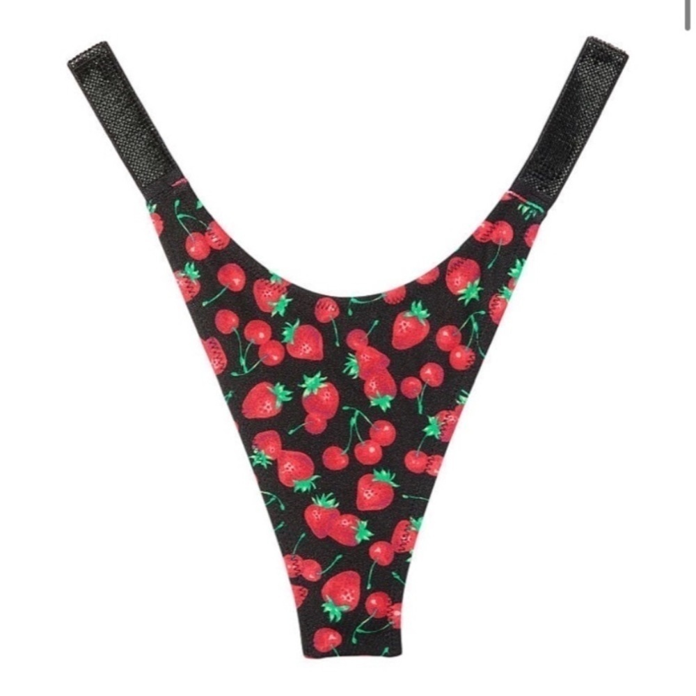 New! Victoria’s Secret shine strap thong bikini bottom strawberry 4618